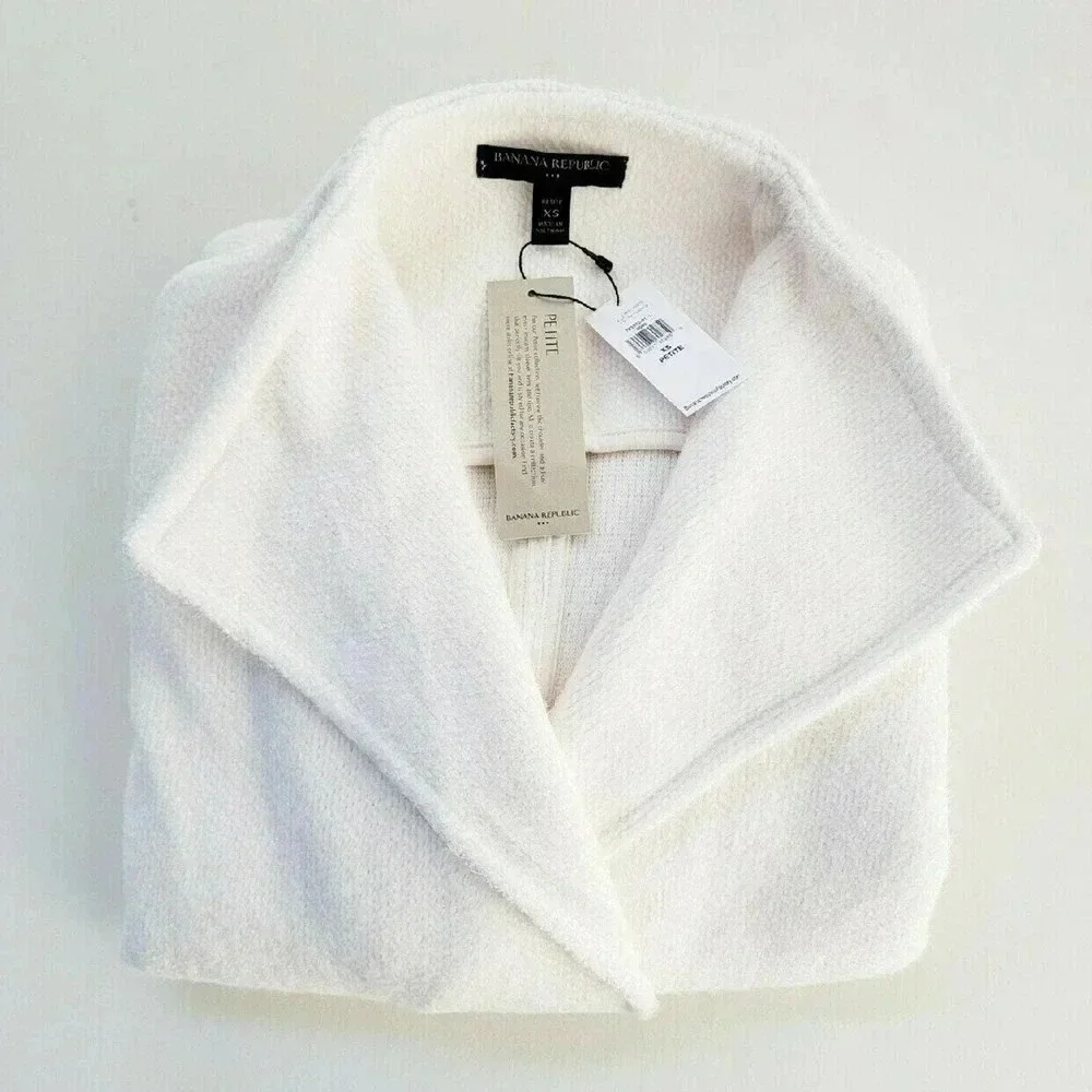 Banana Republic Eyelash Cardigan Women XS Petite Ivory NWT Heavyweight Soft Knit
